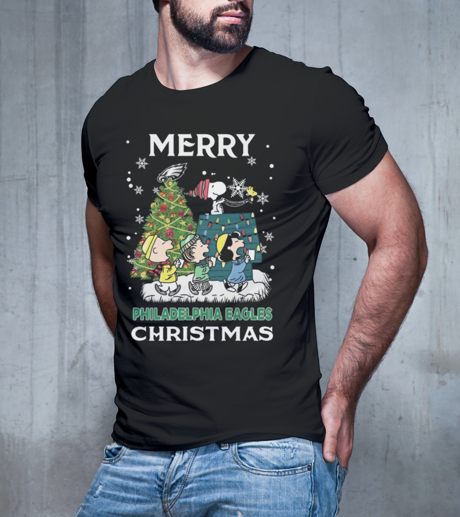 Merry Philadelphia Eagles Christmas Snoopy And Friends T-Shirt