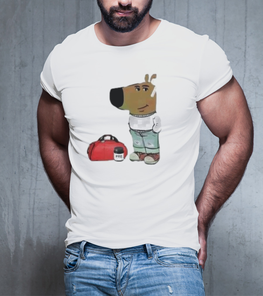 Chill Guy Dog With Gym Bag And Pre-workout Supplement T-Shirt