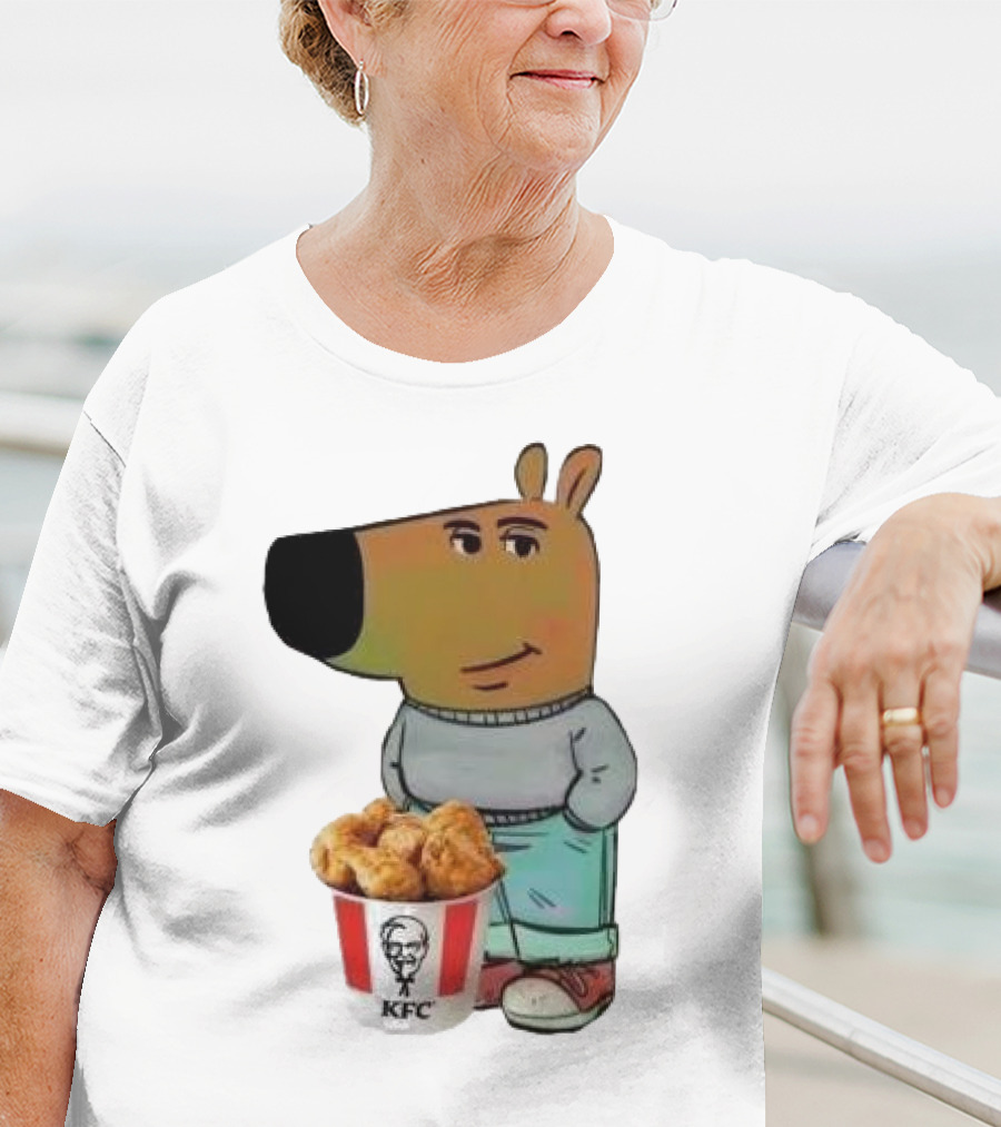 Chill Guy Dog Smiling With KFC Bucket T-Shirt