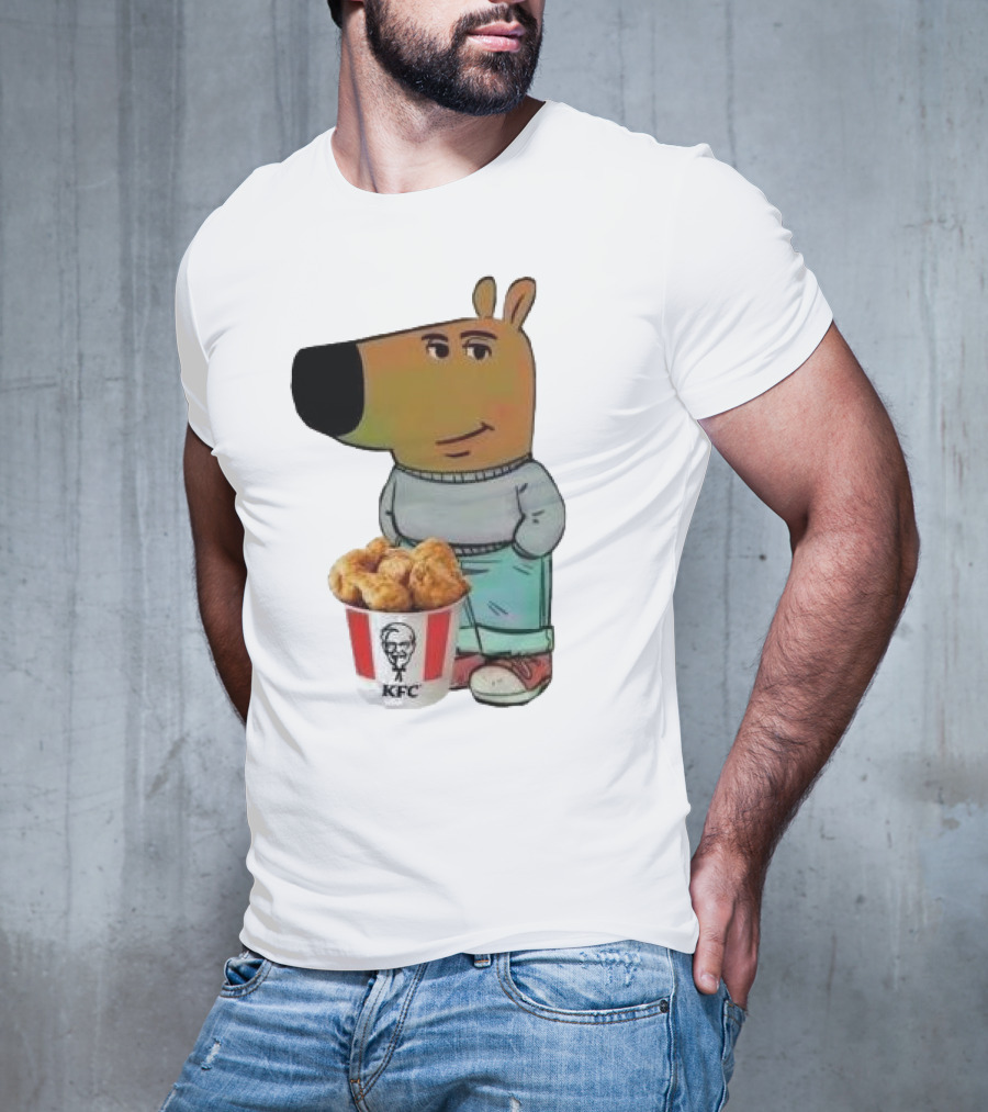 Chill Guy Dog Smiling With KFC Bucket T-Shirt