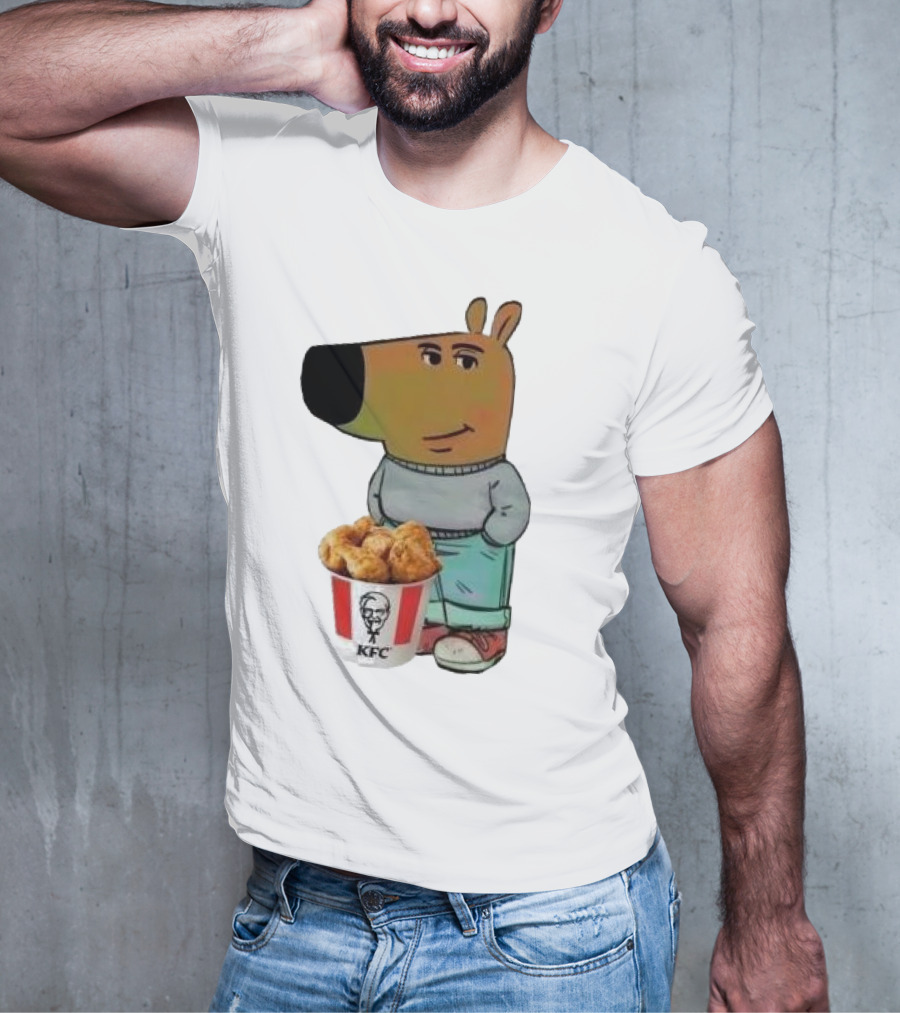 Chill Guy Dog Smiling With KFC Bucket T-Shirt