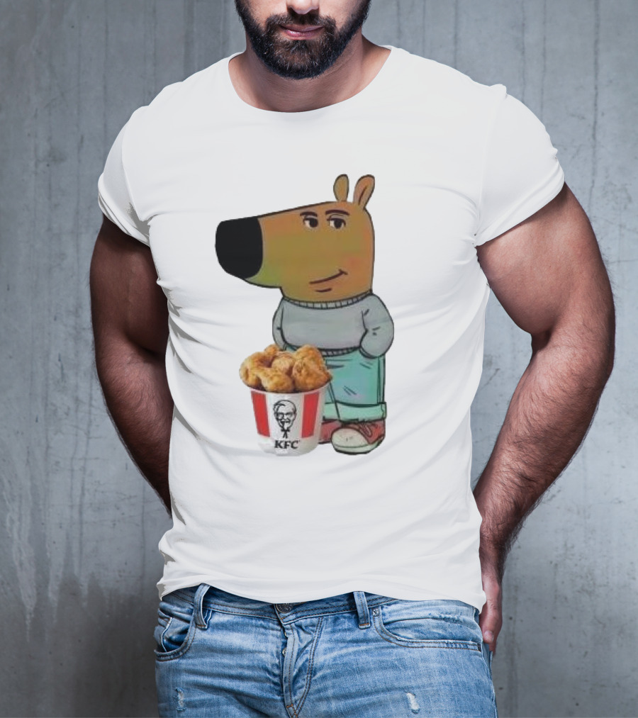 Chill Guy Dog Smiling With KFC Bucket T-Shirt