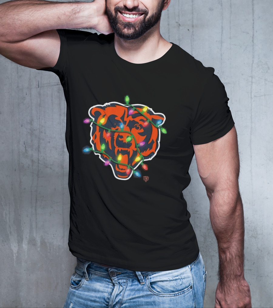 Chicago Bears Festive Holiday Lights T-Shirt