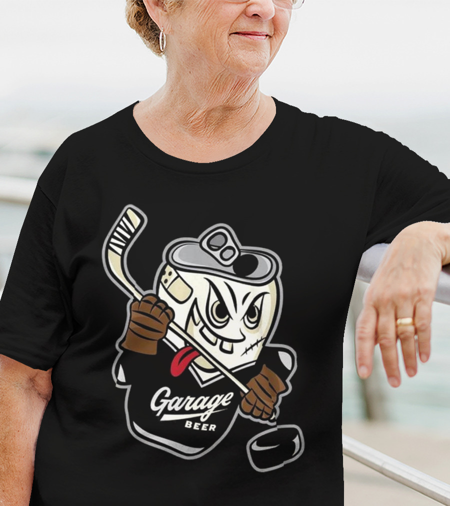 Garage Beer Can Hockey Player T-Shirt