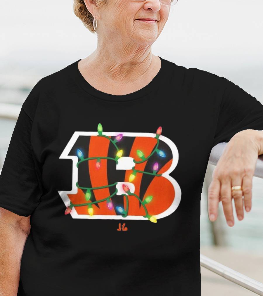 Cincinnati Bengals B Logo With Holiday Lights T-Shirt