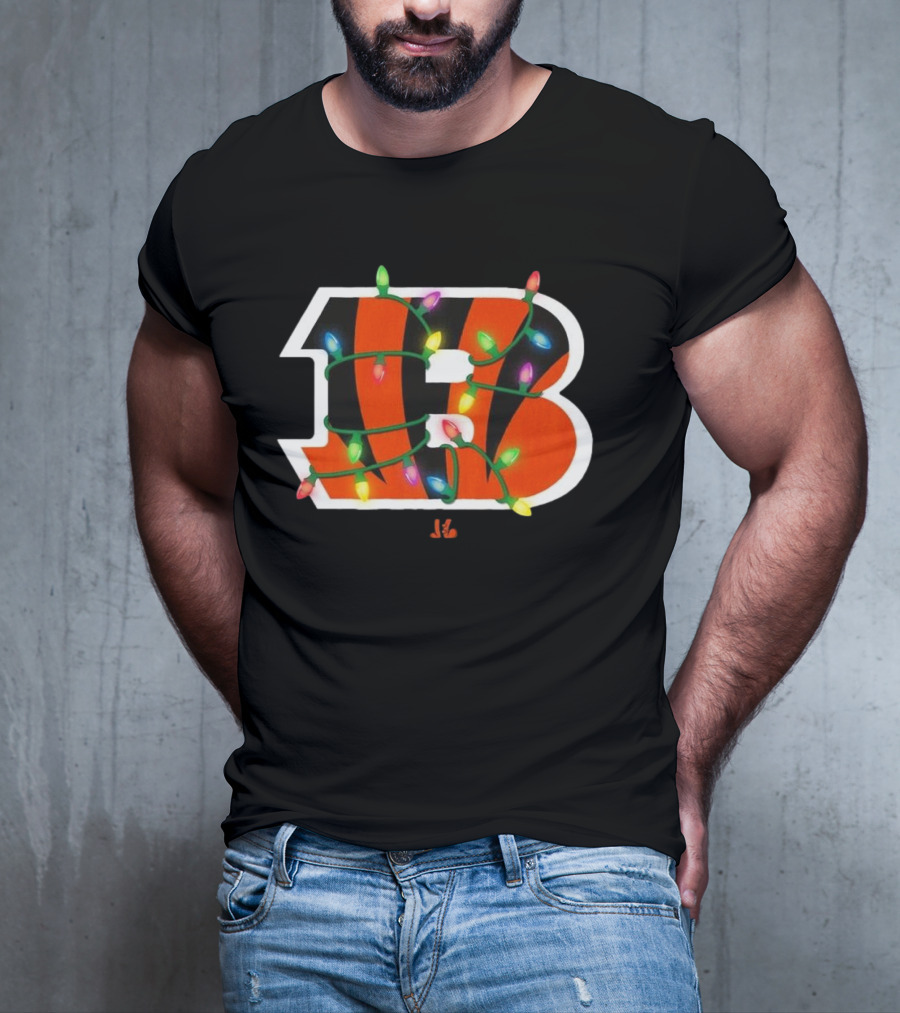 Cincinnati Bengals B Logo With Holiday Lights T-Shirt