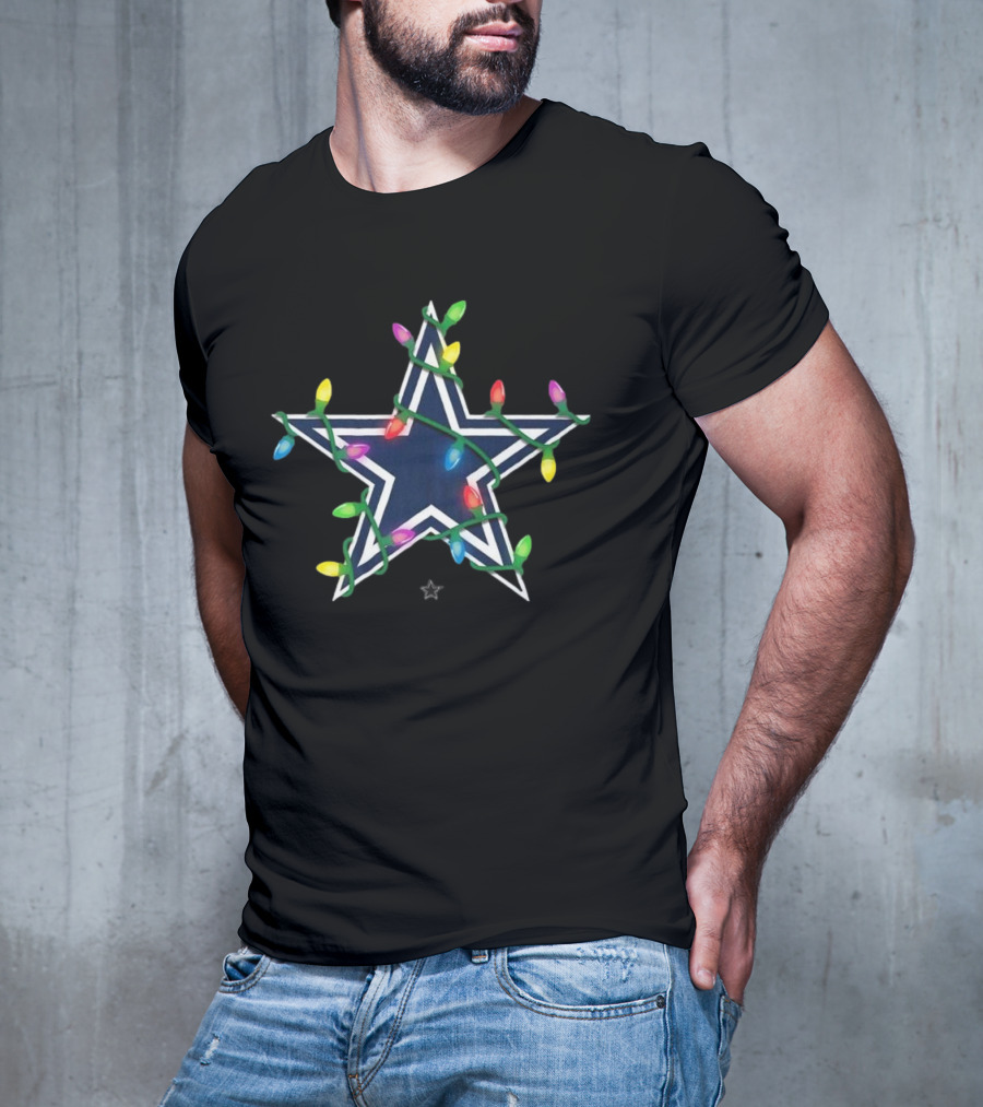 Dallas Cowboys Star With Holiday Lights T-Shirt