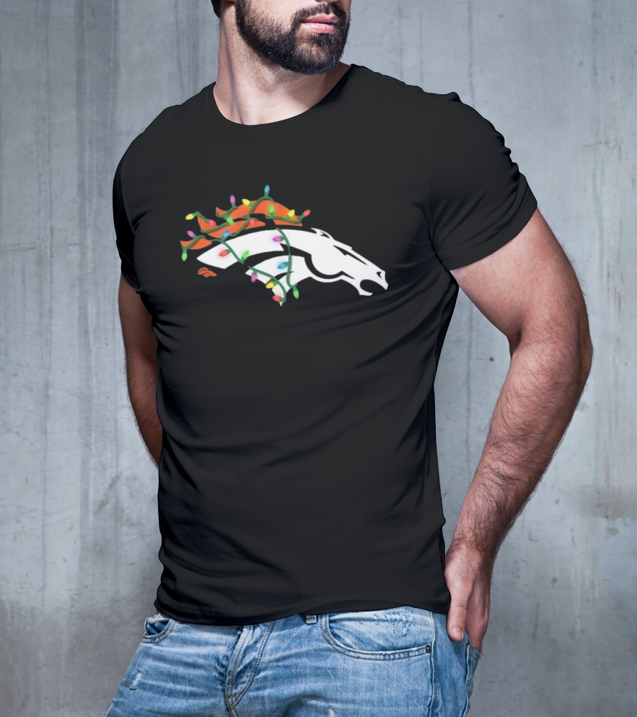 Denver Broncos Holiday Lights Logo T-Shirt