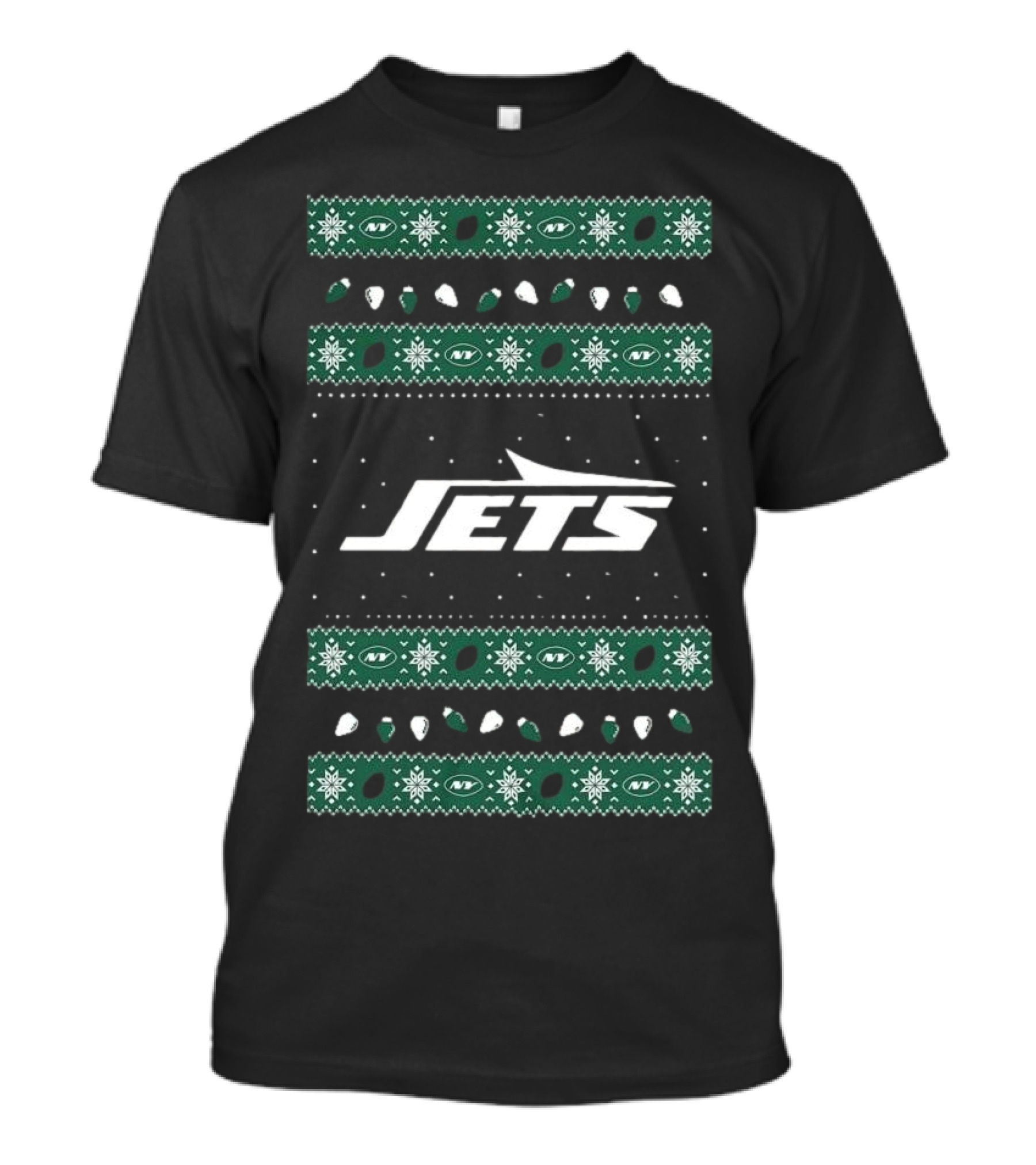New York Jets Ugly Holiday Lights T-Shirt