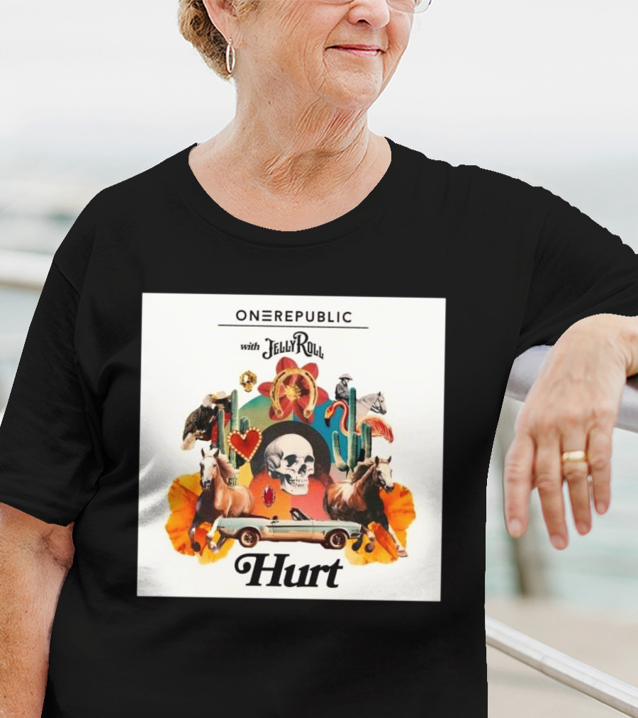 ONEREPUBLIC With JELLY ROLL Hurt Retro Collage Of Horses And Cactus T-Shirt