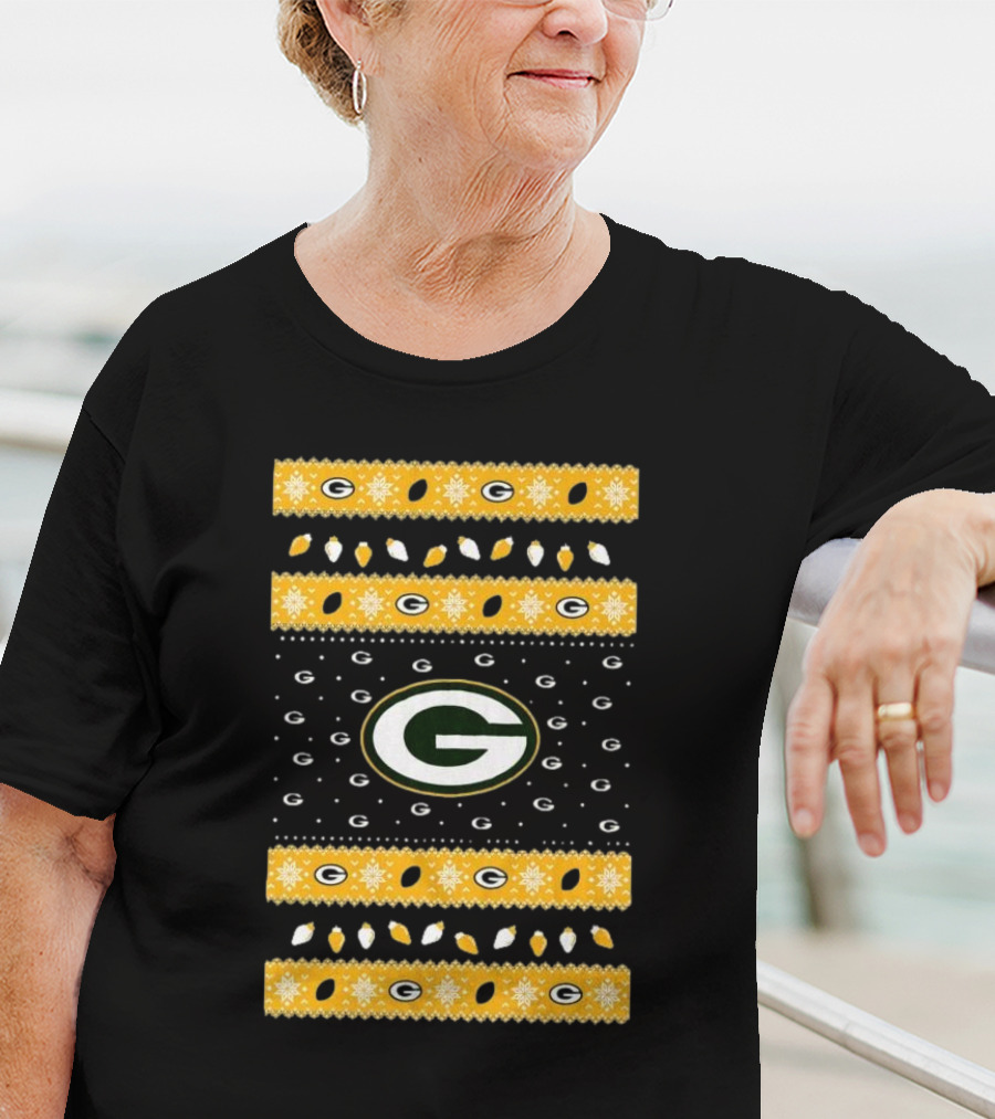 Green Bay Packers Holiday Lights Ugly Sweater T-Shirt
