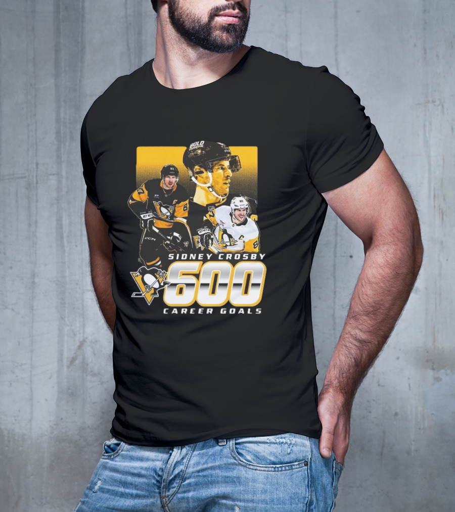 Sidney Crosby Pittsburgh Penguins 600 Career Goals NHL Achievement T-Shirt