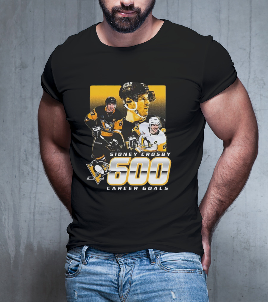 Sidney Crosby Pittsburgh Penguins 600 Career Goals NHL Achievement T-Shirt