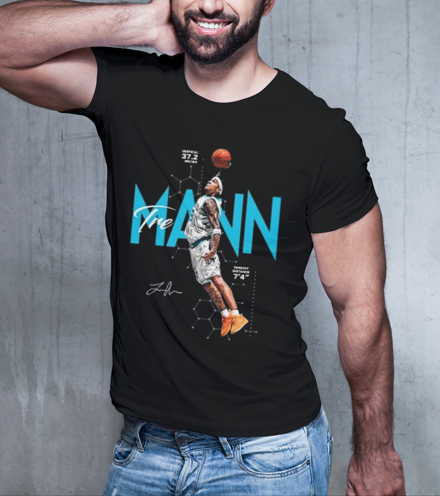 Tre Mann Vertical Jump Basketball Dunk 37.2 Inches Charlotte Hornets T-Shirt