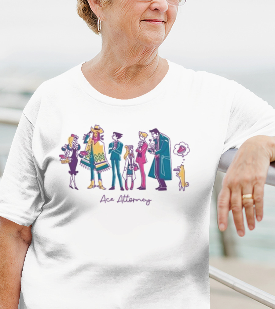 Ace Attorney Characters In Colorful Lawful Lunch Break Scene T-Shirt
