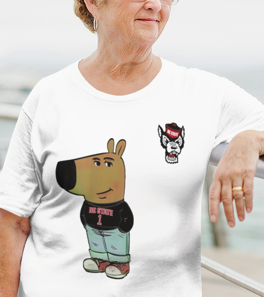 NC State Wolfpack Chill Guy Bear In Jersey And Jeans T-Shirt