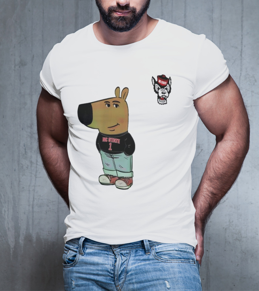NC State Wolfpack Chill Guy Bear In Jersey And Jeans T-Shirt