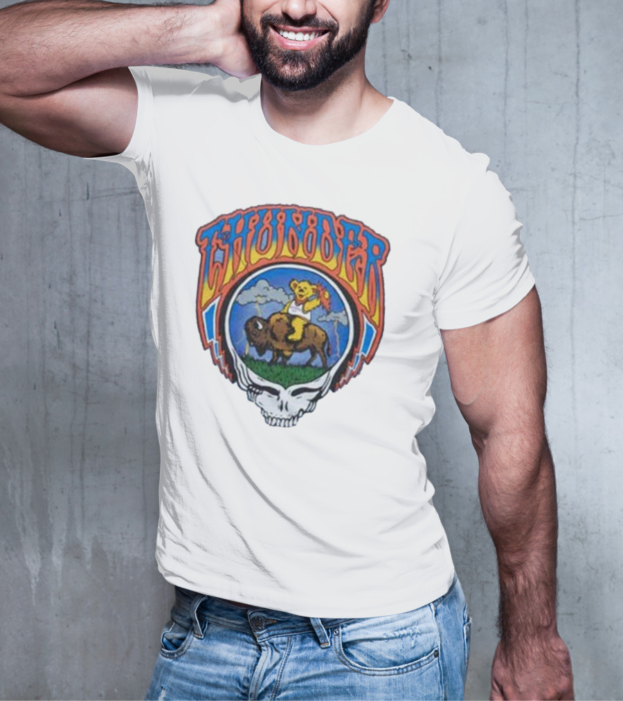 Oklahoma City Thunder Grateful Dead Bear On Buffalo With Skull T-Shirt