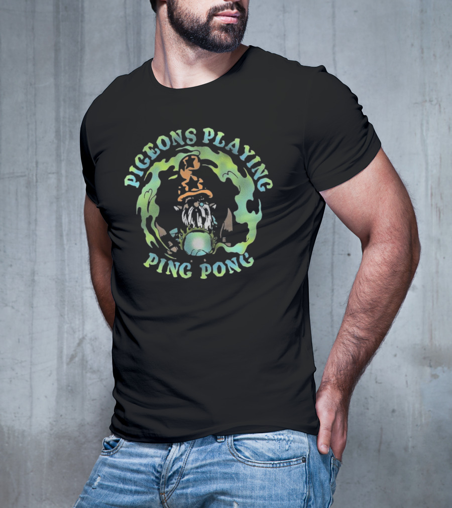 Pigeons Playing Ping Pong Wizard Psychedelic T-Shirt
