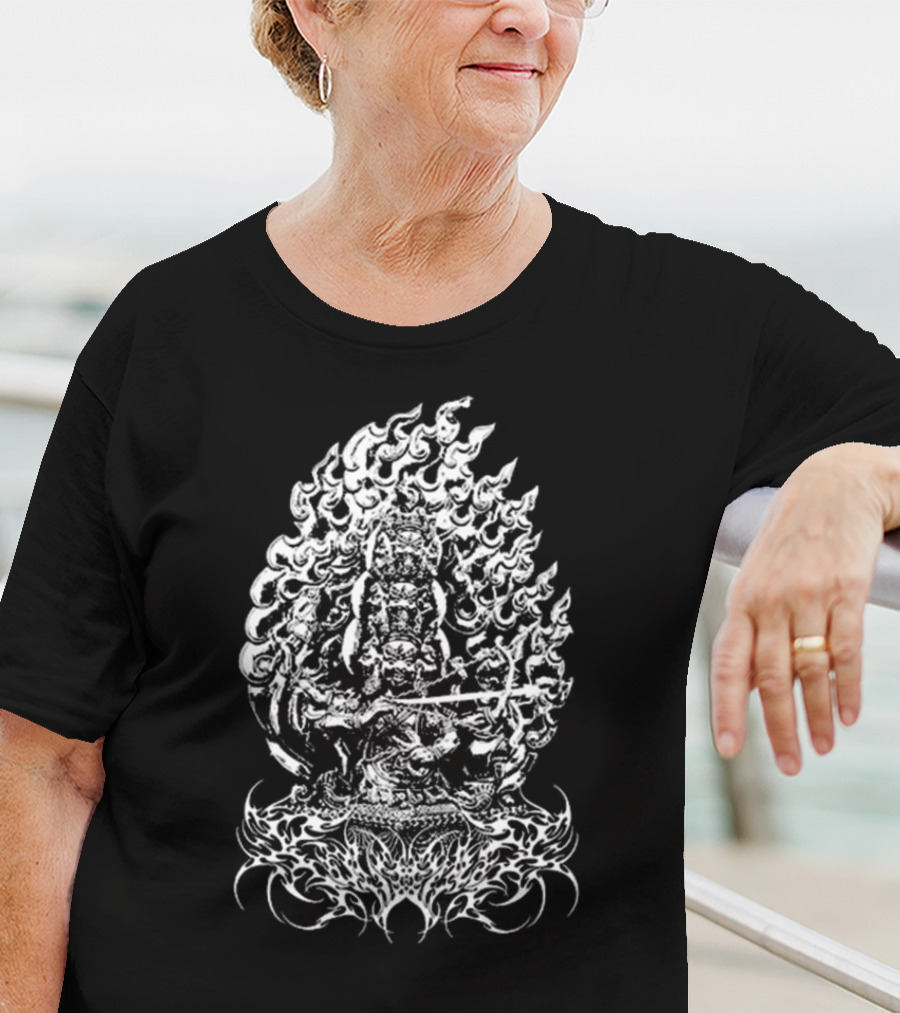 Rahula Polyphia Buddhist Deity Intricate Flame T-Shirt