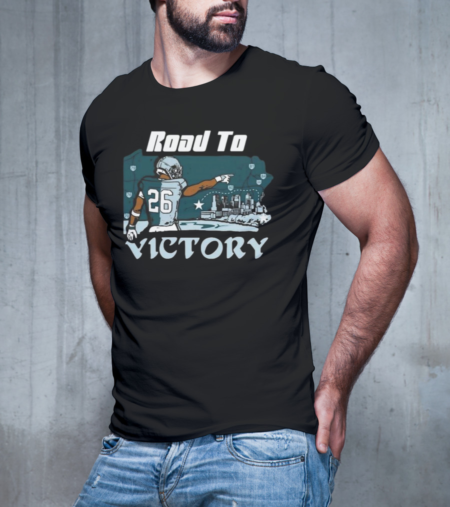 Saquon Barkley Road To Victory Pennsylvania Skyline Football Journey T-Shirt