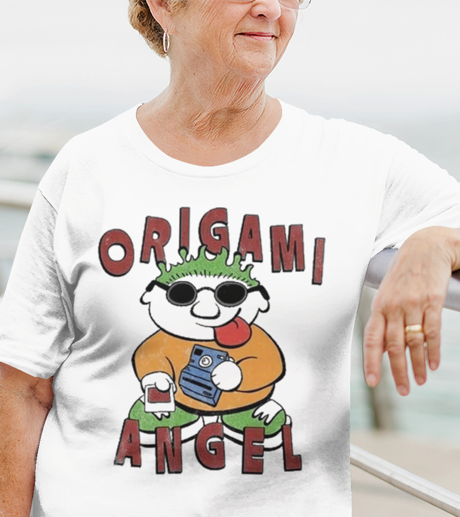 Origami Angel Cartoon Character With Camera And Sunglasses T-Shirt