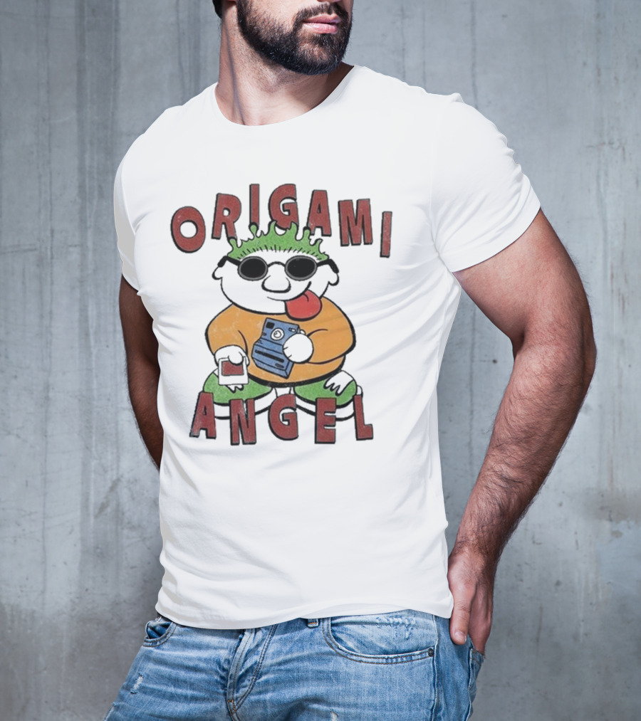 Origami Angel Cartoon Character With Camera And Sunglasses T-Shirt