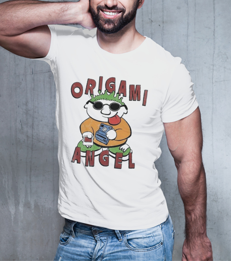 Origami Angel Cartoon Character With Camera And Sunglasses T-Shirt