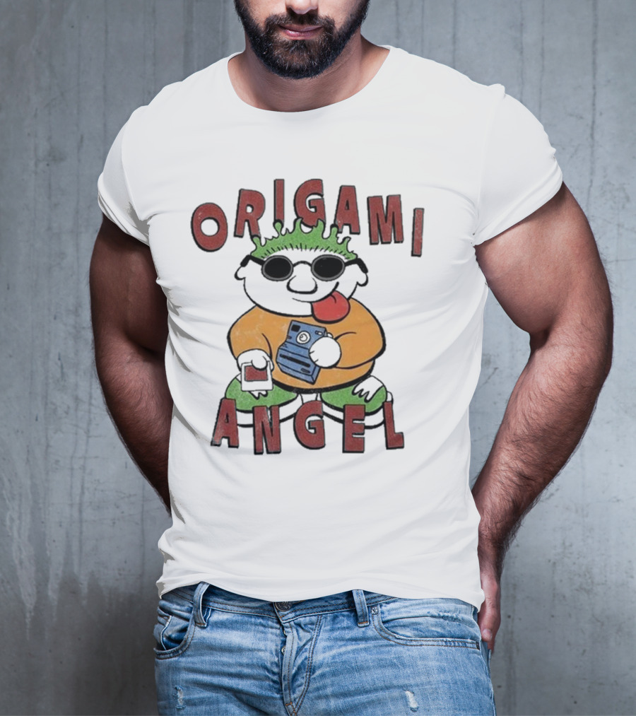 Origami Angel Cartoon Character With Camera And Sunglasses T-Shirt