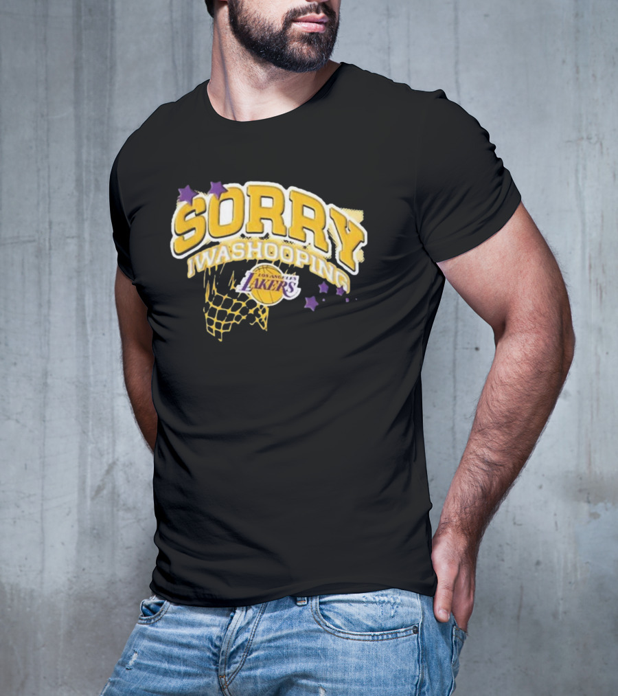 Los Angeles Lakers Sorry I Was Hooping Basketball Net And Stars T-Shirt