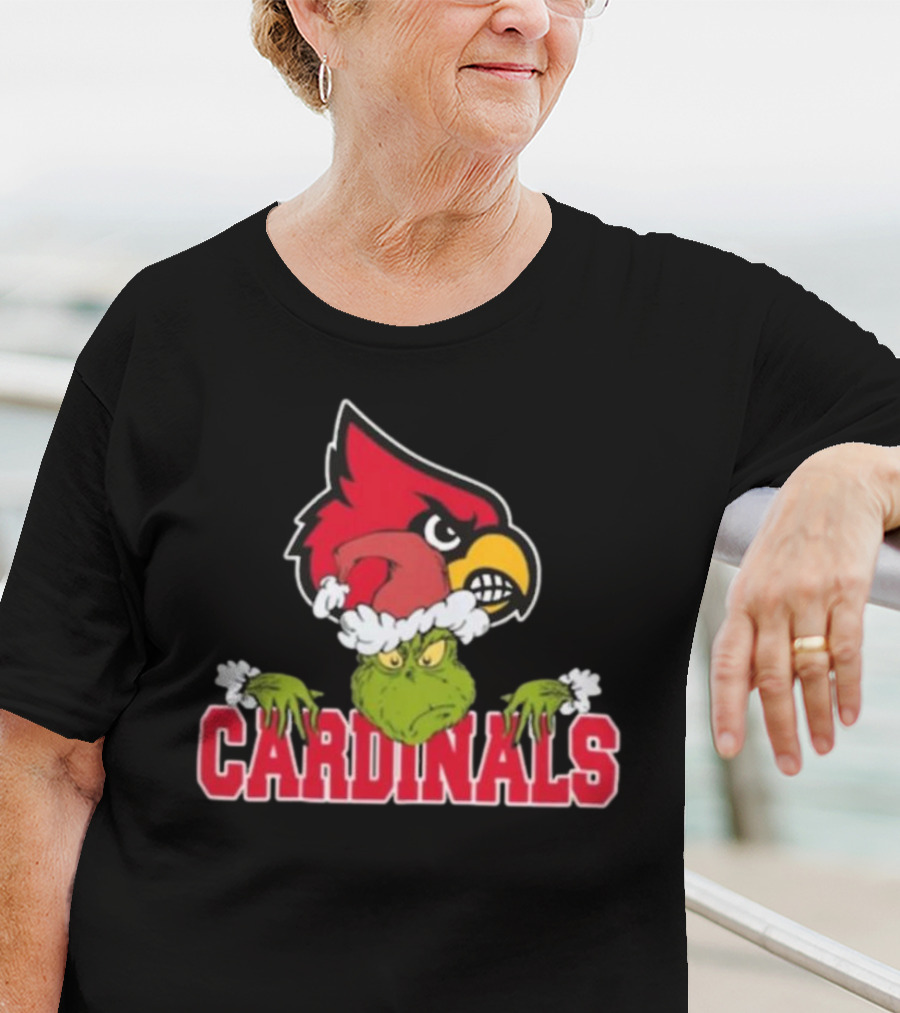 NCAA Louisville Cardinals Grinch Christmas Football T-Shirt