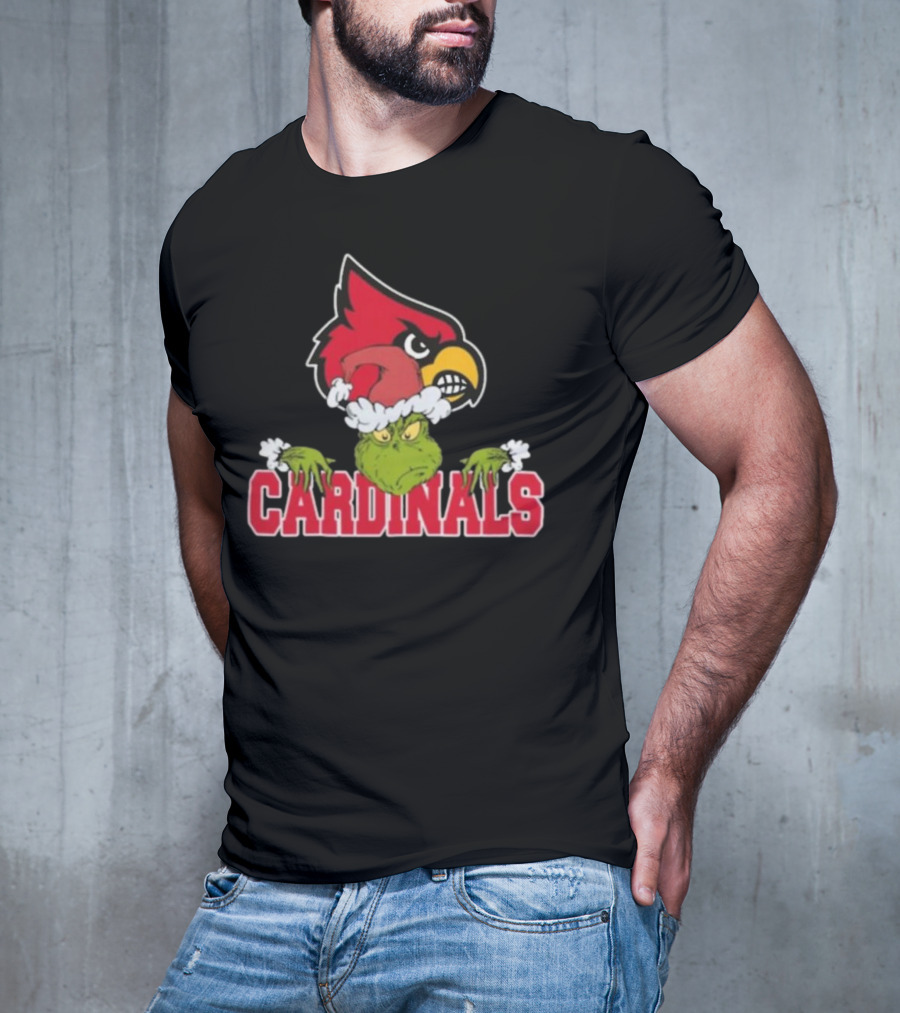 NCAA Louisville Cardinals Grinch Christmas Football T-Shirt