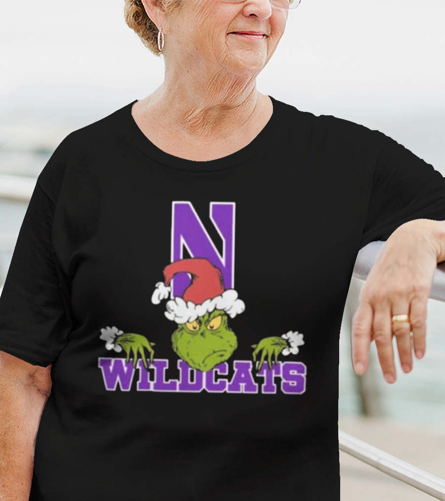 NCAA Northwestern Wildcats Grinch Christmas Football T-Shirt