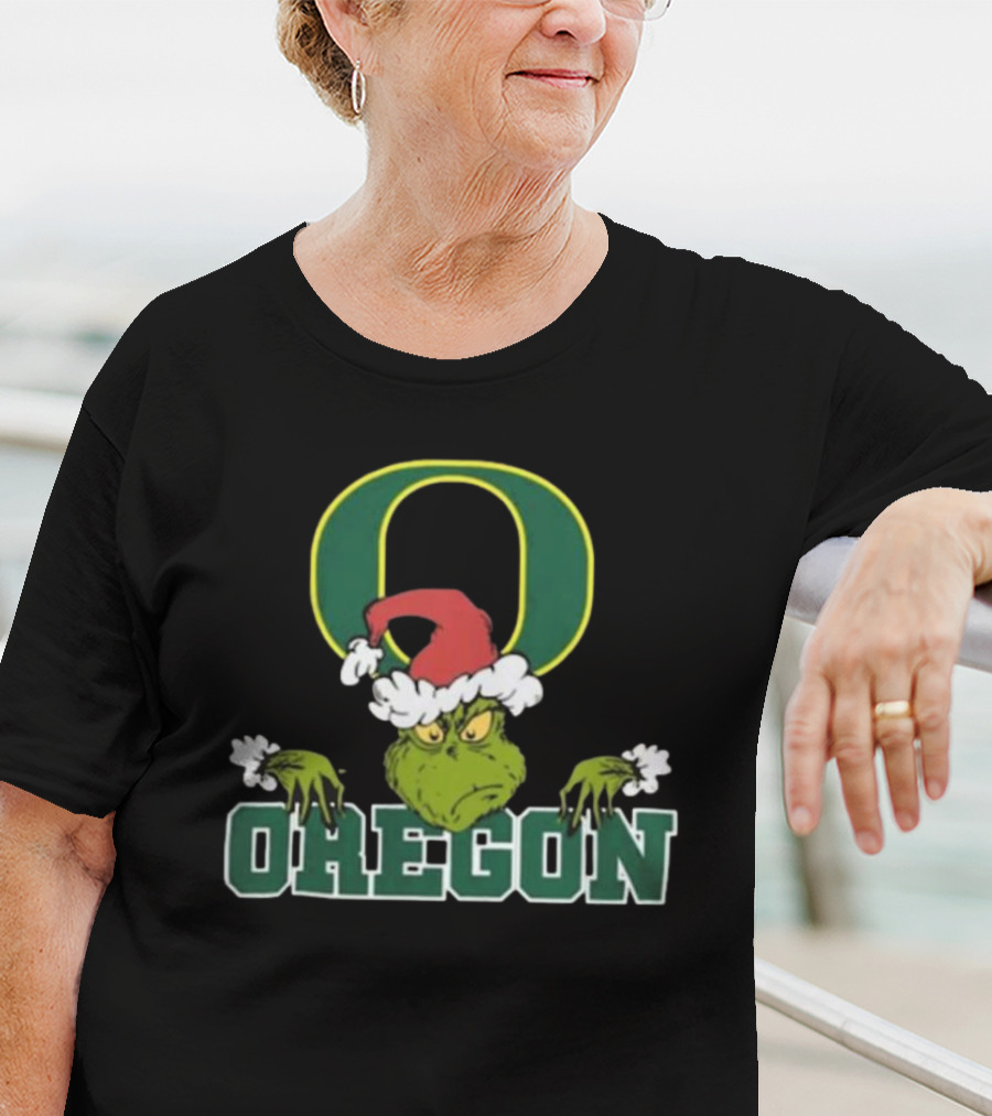 NCAA Oregon Ducks Grinch Christmas Football T-Shirt