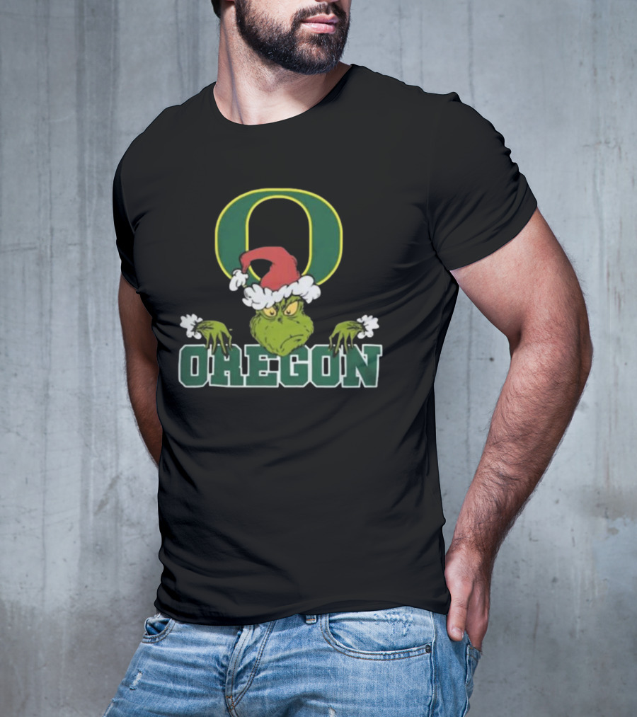 NCAA Oregon Ducks Grinch Christmas Football T-Shirt