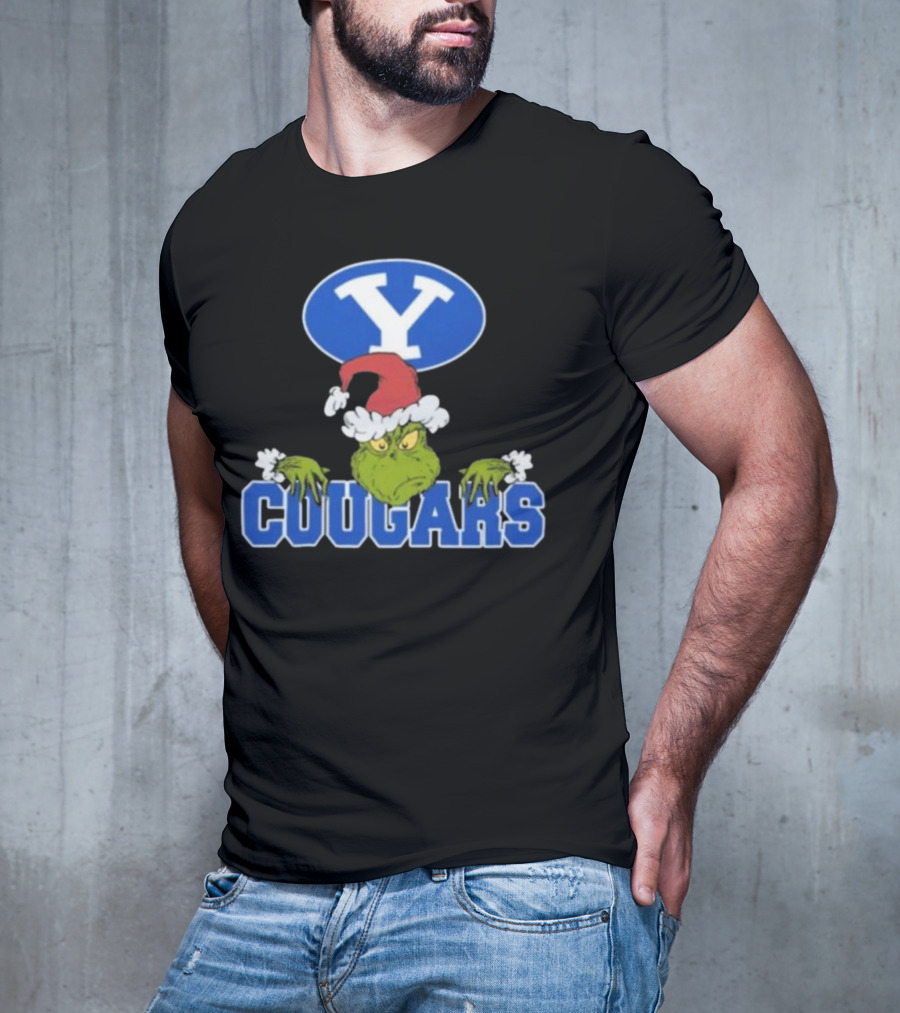 BYU Cougars Grinch Christmas NCAA Football T-Shirt