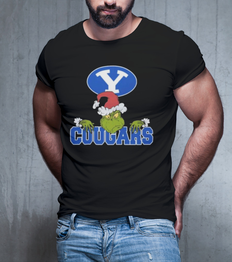 BYU Cougars Grinch Christmas NCAA Football T-Shirt