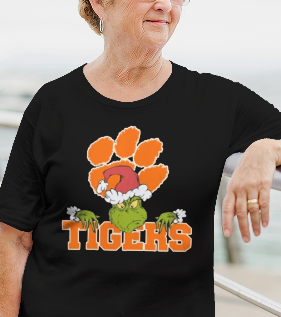 NCAA Clemson Tigers Grinch Christmas Football T-Shirt