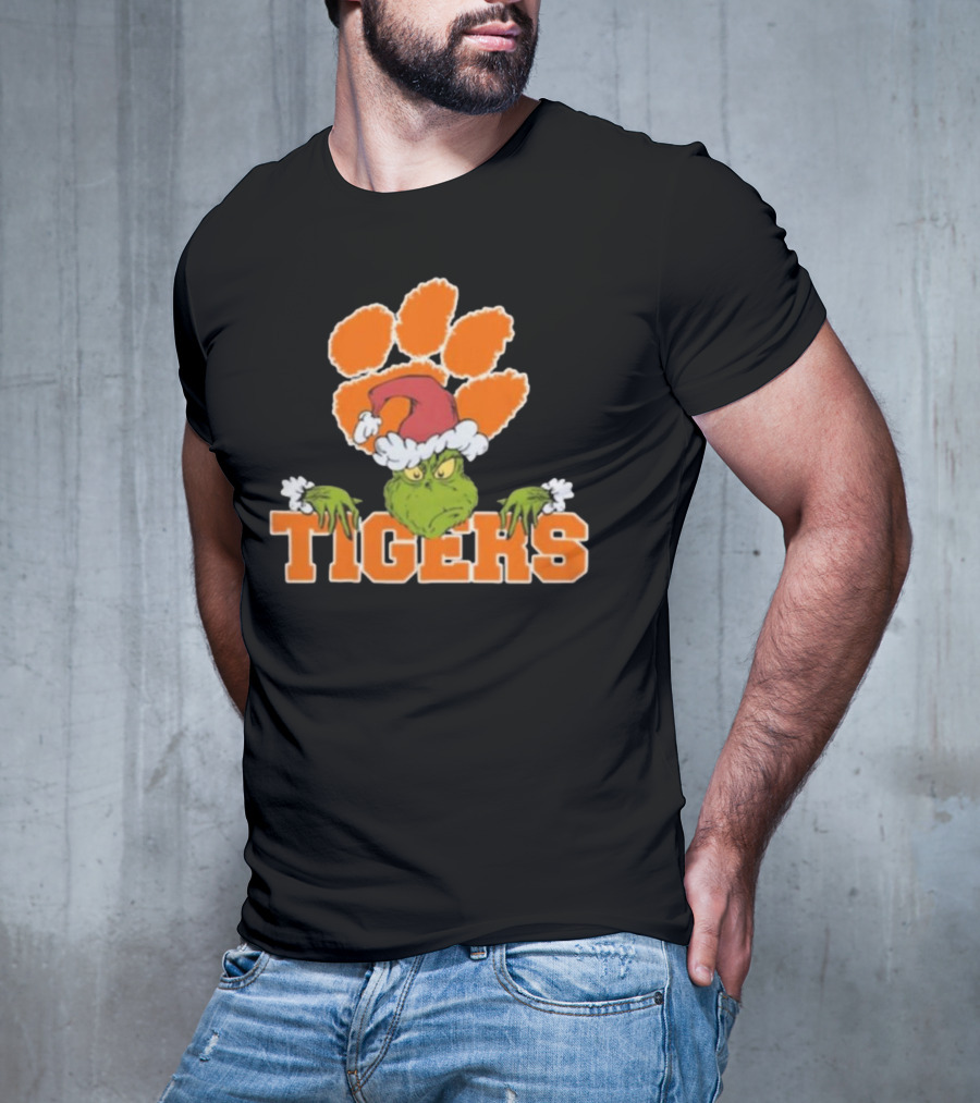 NCAA Clemson Tigers Grinch Christmas Football T-Shirt