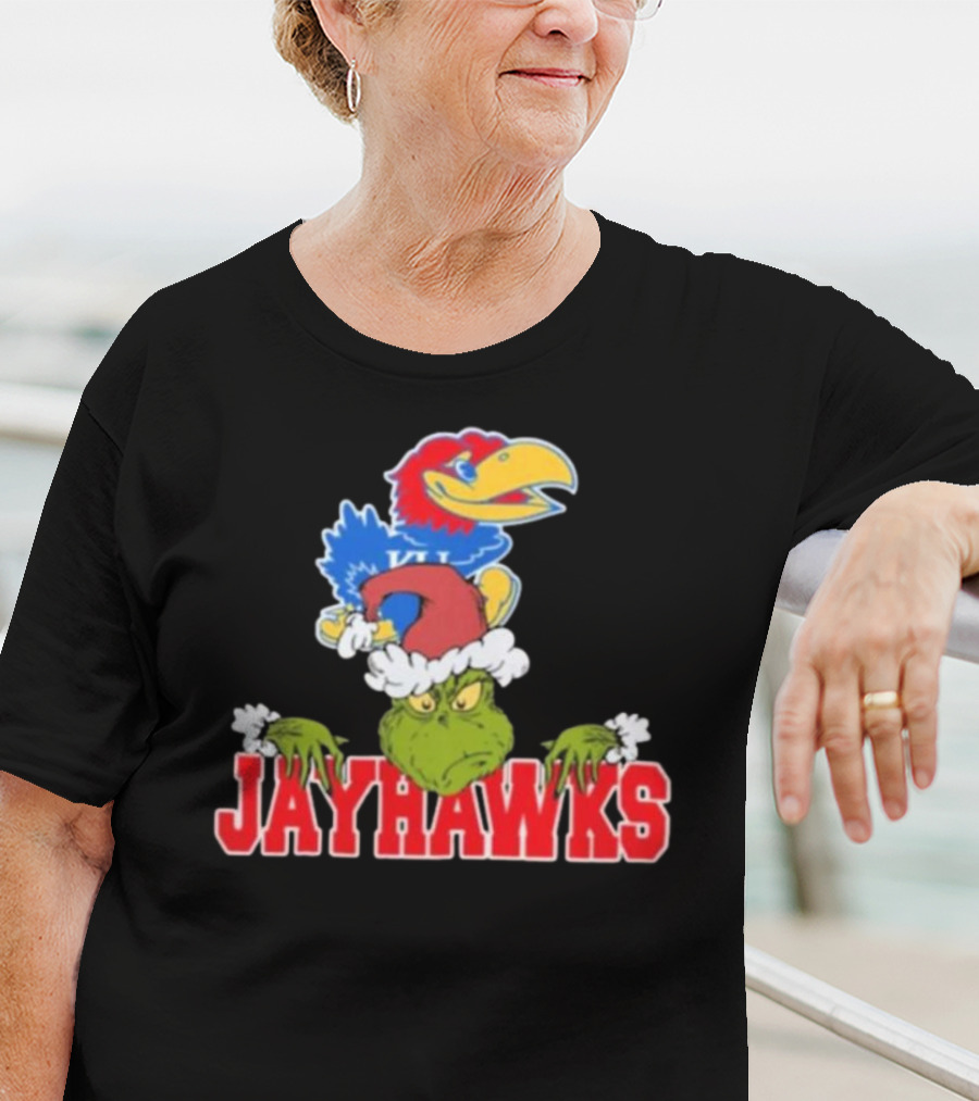 Kansas Jayhawks Grinch Christmas NCAA Football T-Shirt