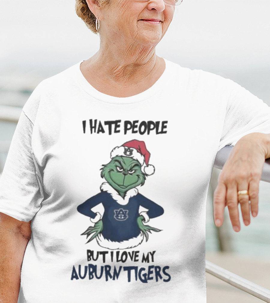 I Hate People But I Love My Auburn Tigers Grinch Christmas T-Shirt
