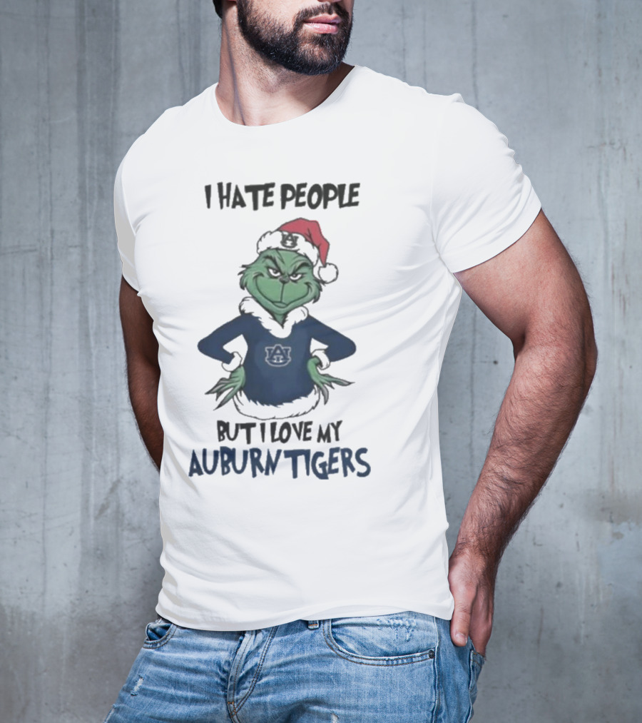 I Hate People But I Love My Auburn Tigers Grinch Christmas T-Shirt