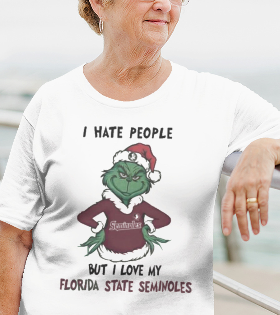 I Hate People But I Love My Florida State Seminoles Grinch Christmas T-Shirt