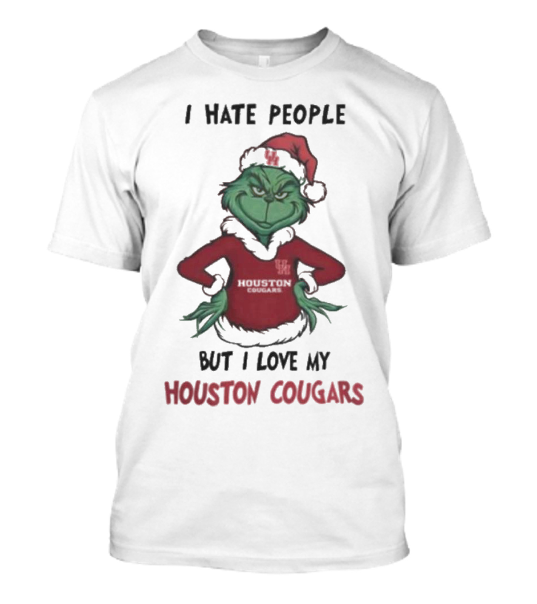 Grinch I Hate People But I Love My Houston Cougars Merry Christmas T-Shirt