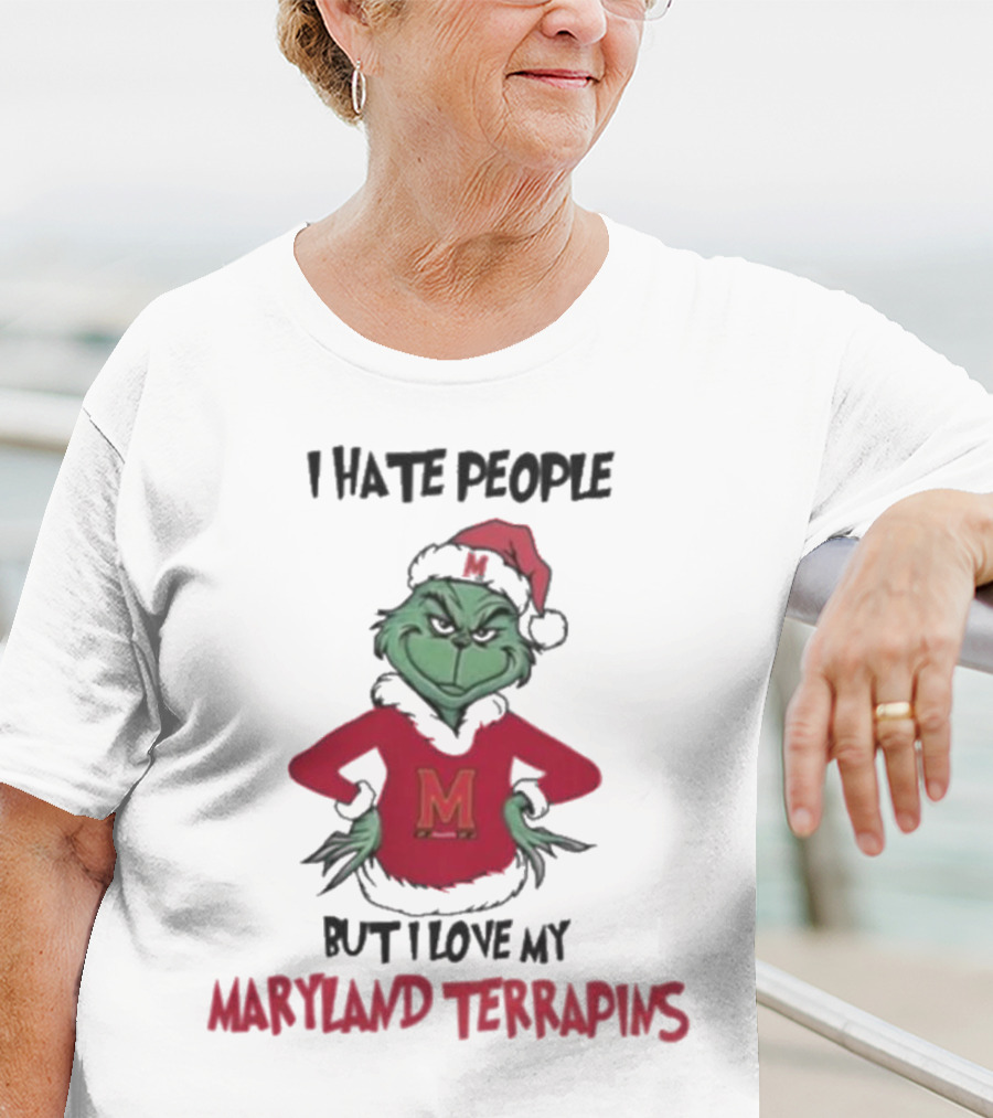 I Hate People But I Love My Maryland Terrapins Grinch Christmas T-Shirt
