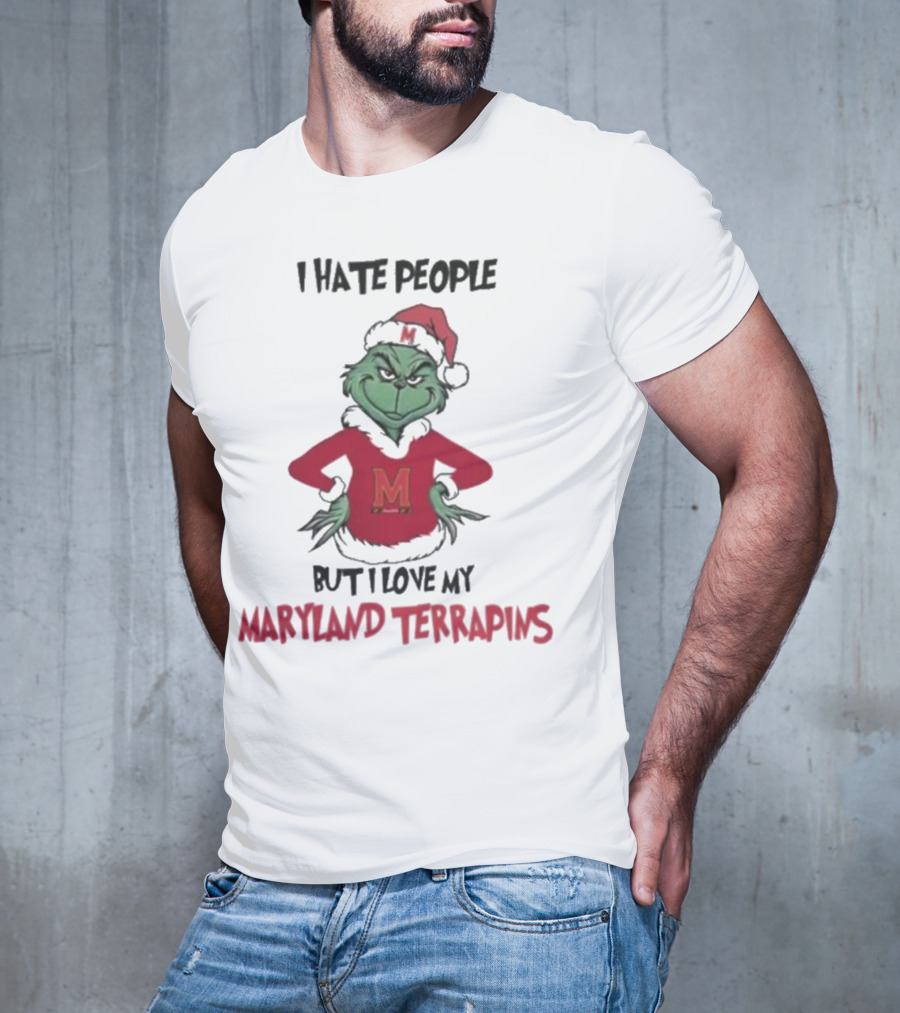 I Hate People But I Love My Maryland Terrapins Grinch Christmas T-Shirt