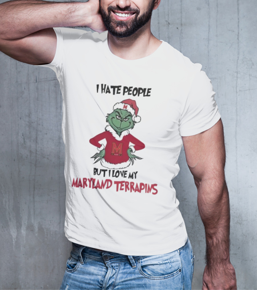 I Hate People But I Love My Maryland Terrapins Grinch Christmas T-Shirt
