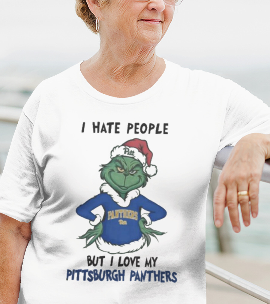 I Hate People But I Love My Pittsburgh Panthers Grinch T-Shirt