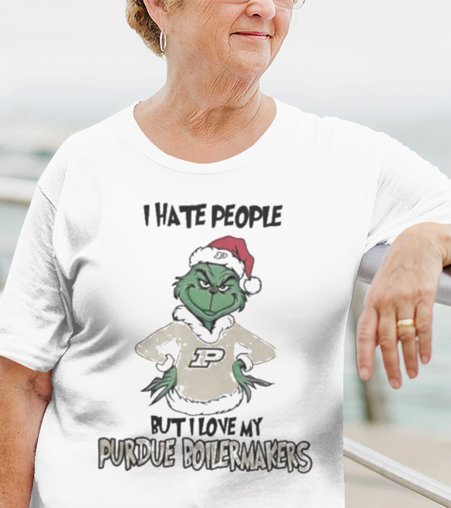 I Hate People But I Love My Purdue Boilermakers Grinch Christmas T-Shirt