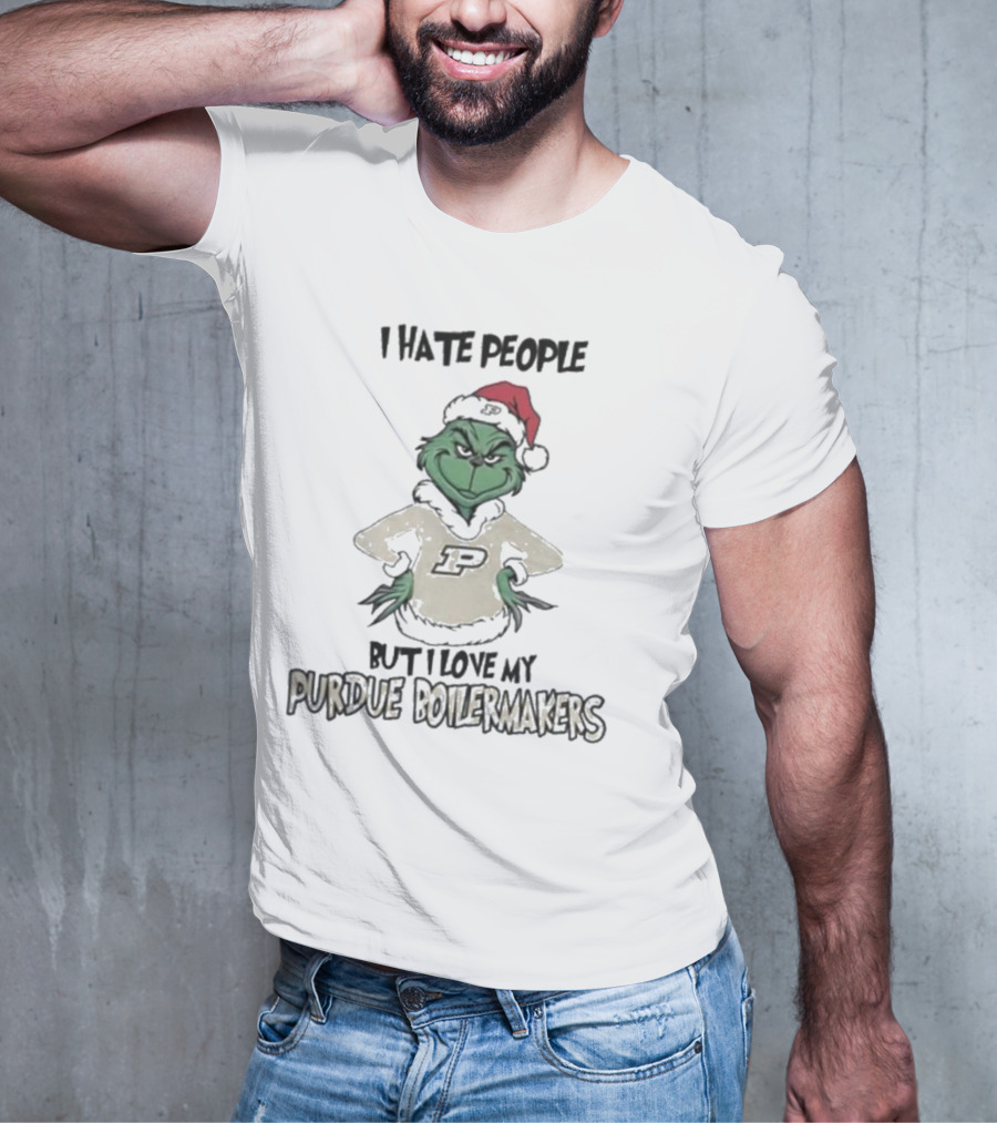I Hate People But I Love My Purdue Boilermakers Grinch Christmas T-Shirt